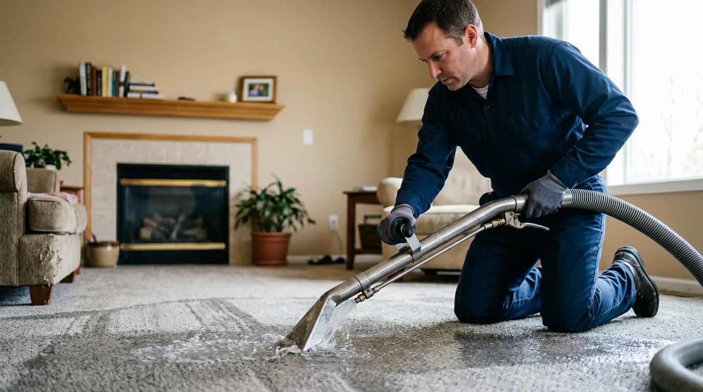 Water damage restoration technician working near Cherryville, PA